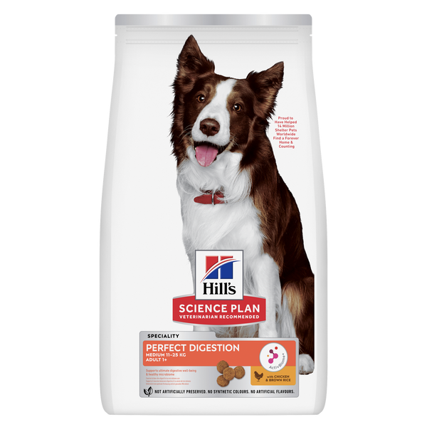 Hill’s Science Plan Perfect Digestion Medium Adult 1+ Dog Food with Chicken and Brown Rice (2.5kg)