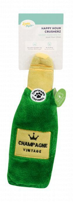 Zippy Paws Happy Hour Crusherz Champagne Bottle Plush Dog Toy