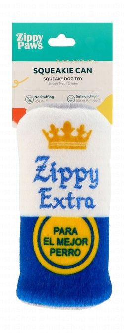 Zippy Paws Extra Blue & White Can Squeaky Toy