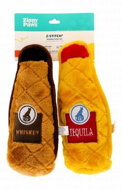 Zippy Paws Z-Stitch Happy Hour Crusherz Bottle Plush Dog Toys