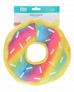 Zippy Paws Jumbo Multicolored Squeaky Donut Plush Dog Toy