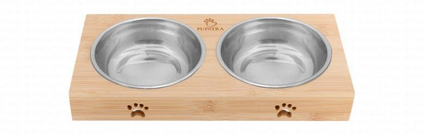Pupstra Small Beige 2x250ml Dual Pet Bowl
