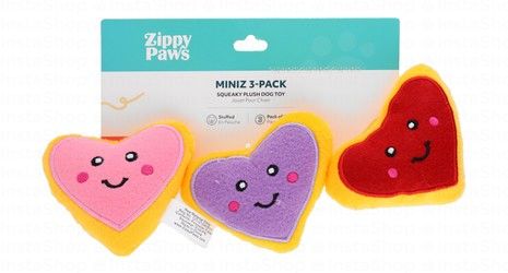 Zippy Paws Mini Assorted Squeaky Heart Plush Dog Toys