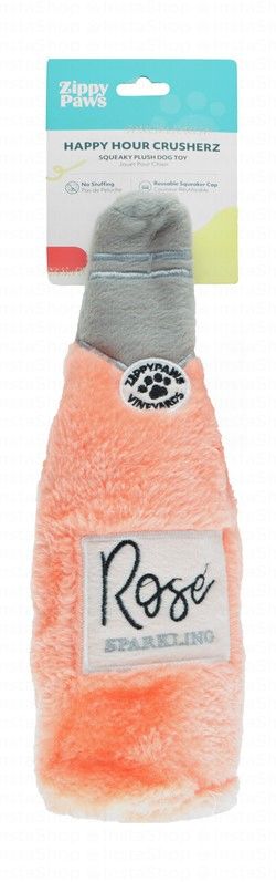 Zippy Paws Happy Hour Crusherz Rose Bottle Dog Toy