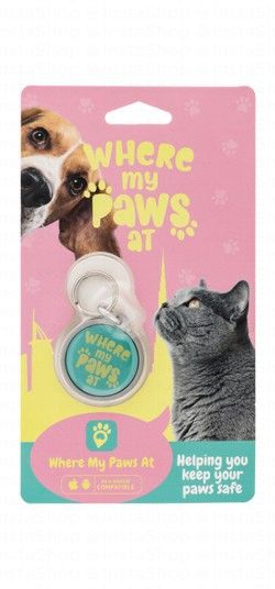 Where My Paws At Green & Yellow Pet ID Tag