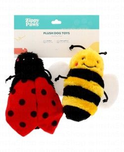 Zippy Paws Ladybug & Bee Plush Dog Toys