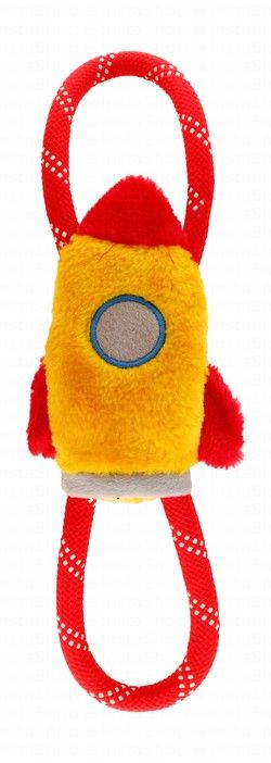 Zippy Paws Red & Yellow Rocket Tug Toy with Rope
